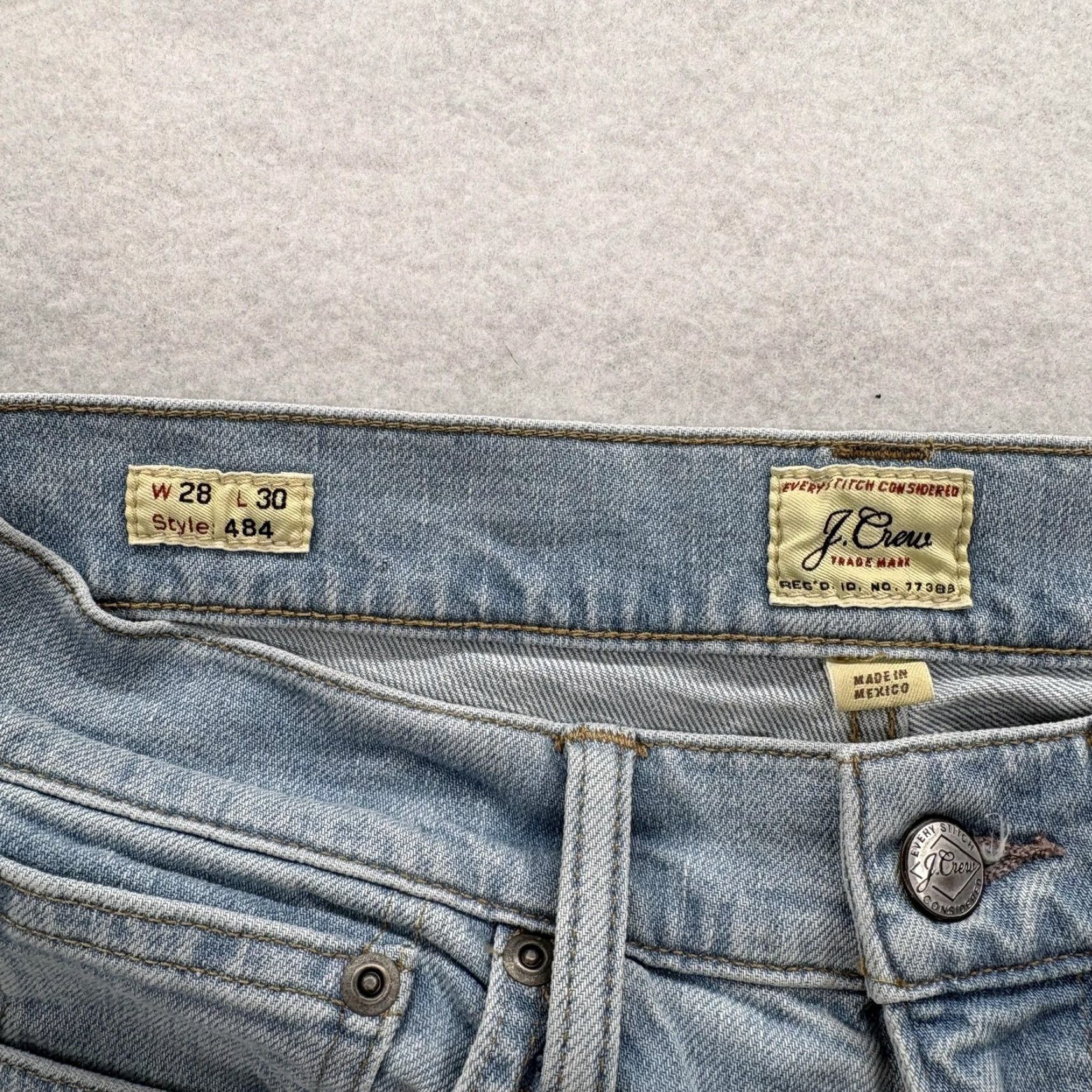 J.Crew J.CREW 484 Stretch Jeans Mens 28x30 Light Wash Slim Tapered Denim Blue Preppy denim jeans, Mens, 28, Light wash, 30 inseam Size US 28 / EU 44 - 4 Thumbnail