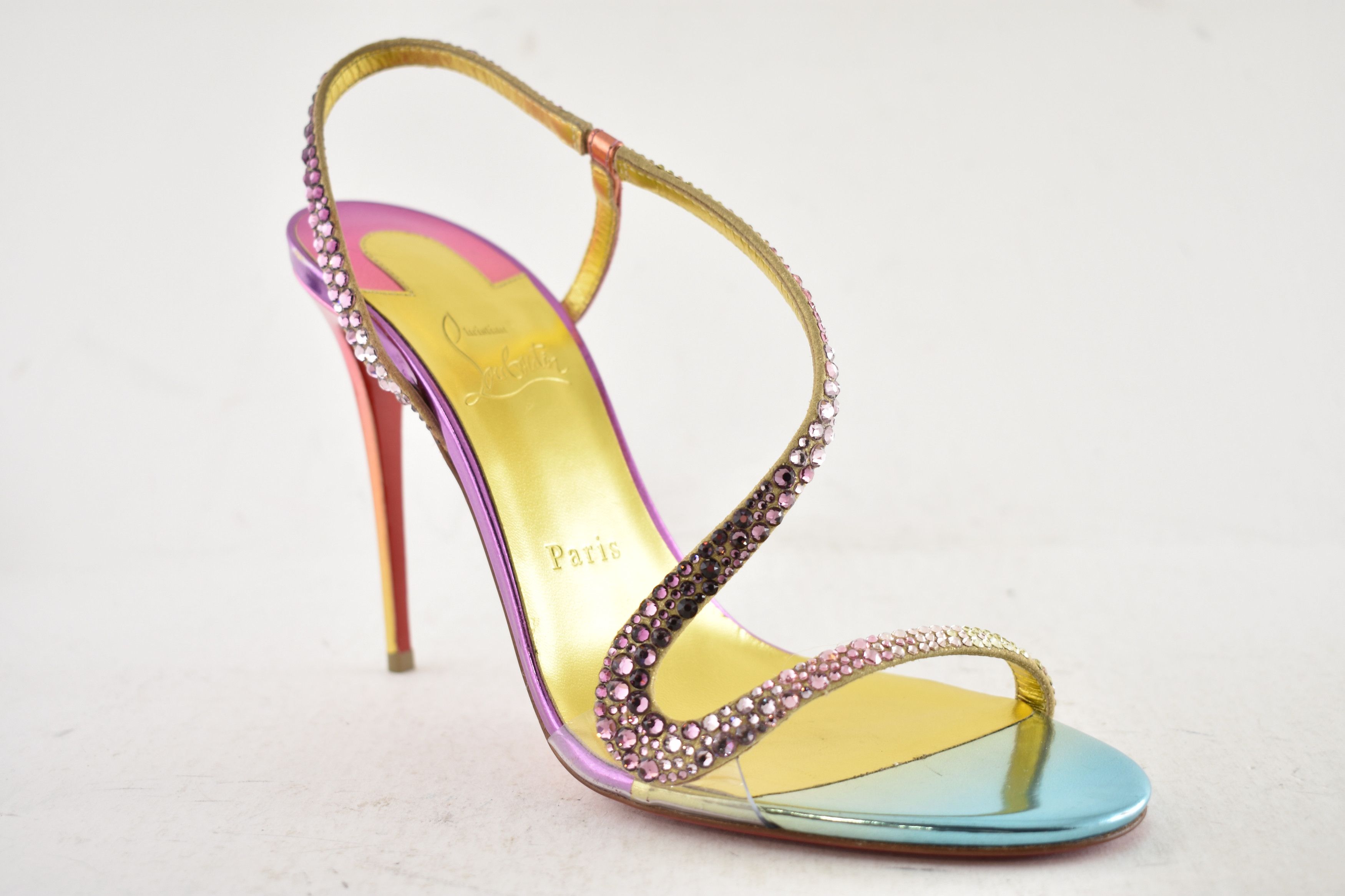 Christian Louboutin Rosalie Strass Boreal 100 Ankle Strap Sandal Heel Pump 39 Size US 9 / IT 39 - 6 Thumbnail