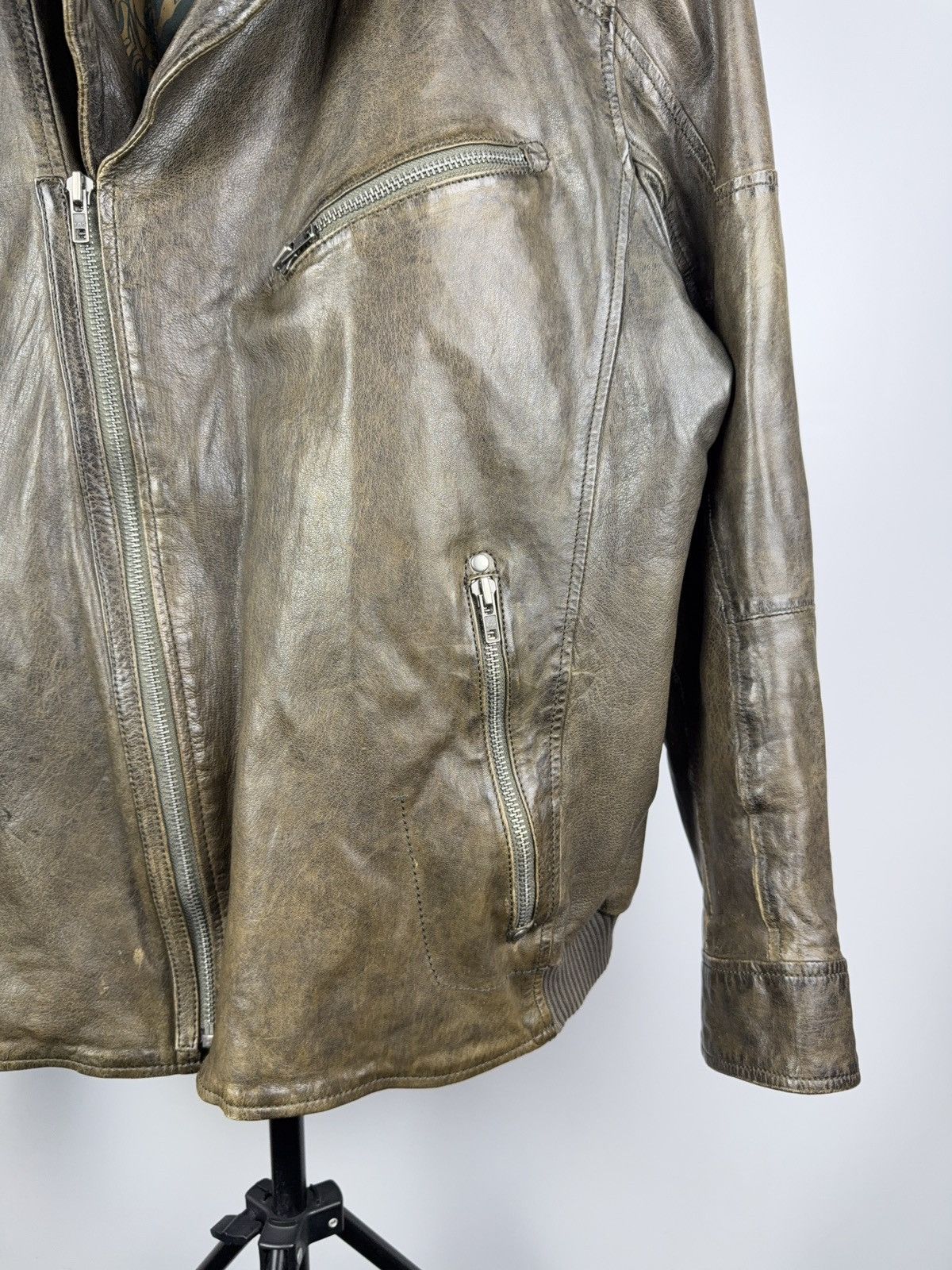Leather Vintage 90s Genuine Leather MOTO Bomber Jacket Rock Punk Size US XL / EU 56 / 4 - 4 Thumbnail