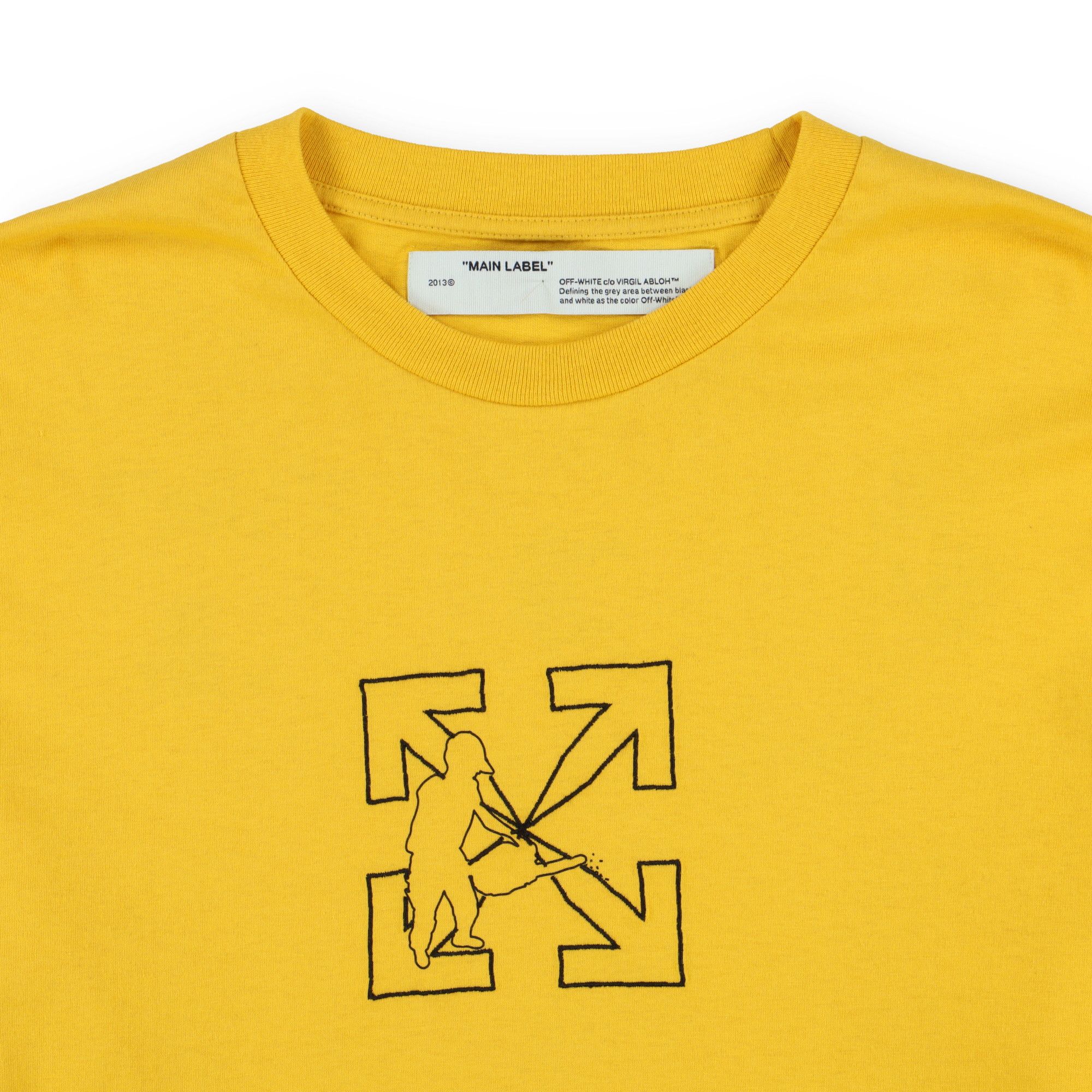 Off-White Yellow Worker Arrows Logo Double Layer LS T-Shirt Size M / US 6-8 / IT 42-44 - 3 Thumbnail