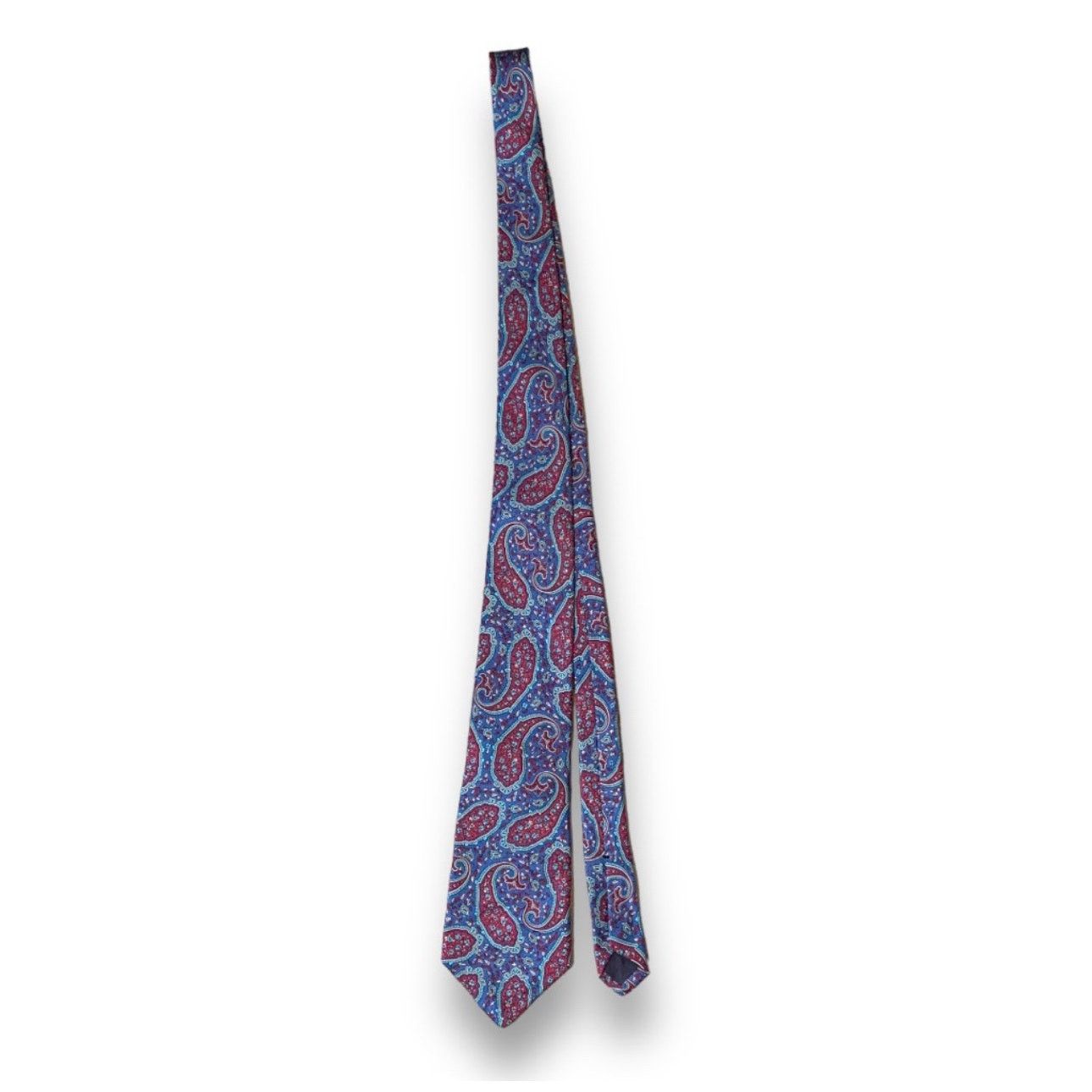 Yves Saint Laurent Vintage Yves Saint Laurent Silk Paisley Tie Blue Red Teal Size ONE SIZE - 4 Thumbnail