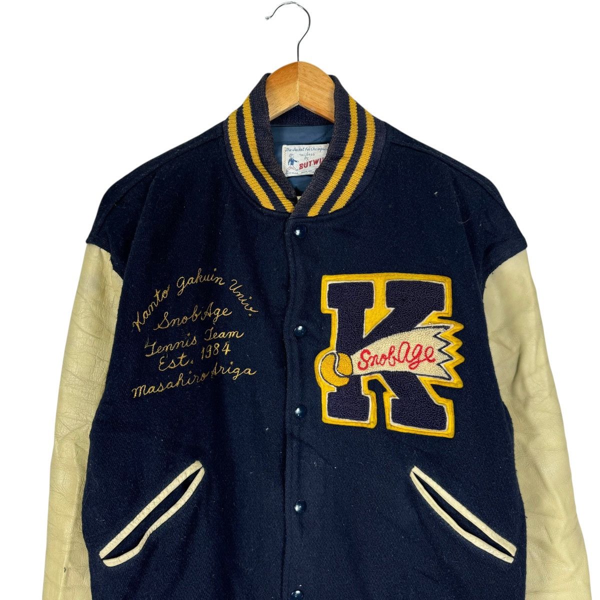 Vintage 🌟80s BUTWIN TENNIS CLUB LEATHER VARSITY JACKET Size US M / EU 48-50 / 2 - 6 Thumbnail