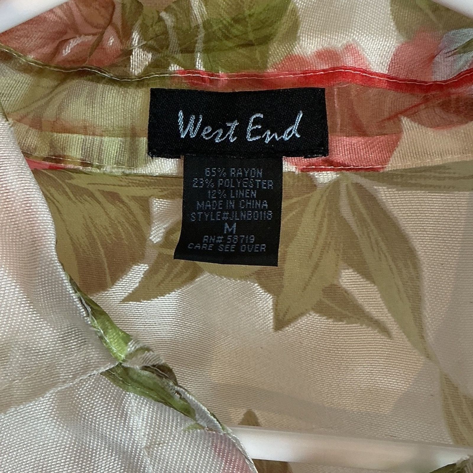 Other West End Sheer Floral Button Up Blouse Womens Medium Size M / US 6-8 / IT 42-44 - 2 Thumbnail