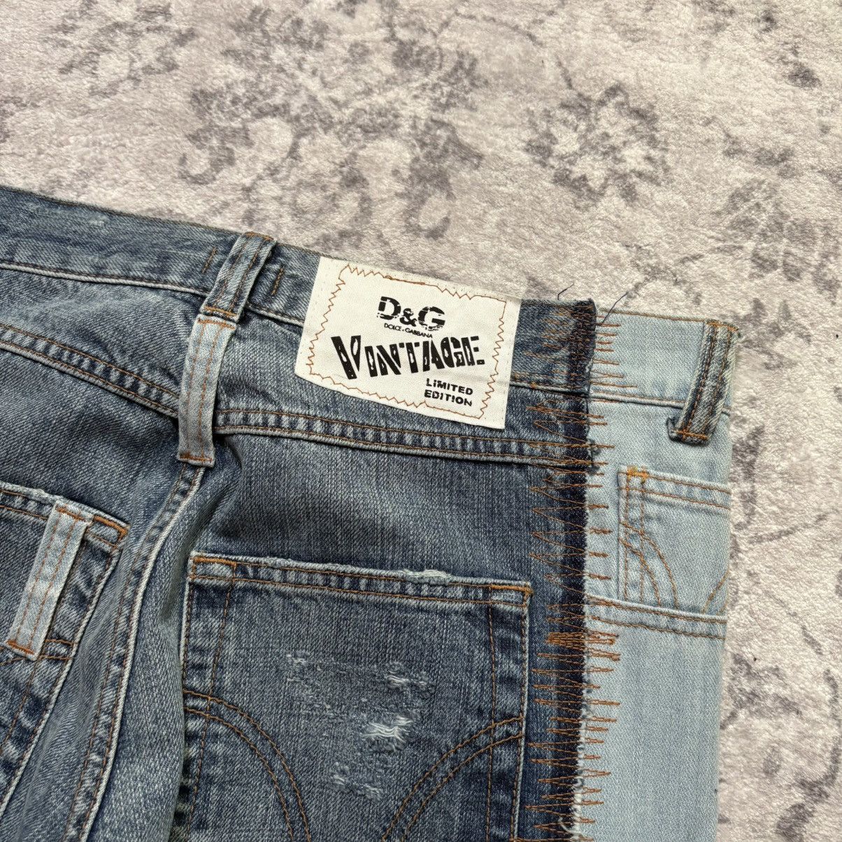 Dolce & Gabbana Dolce & Gabbana Hybrid Distressed Blue Denim Jeans | Size 31 Size US 32 / EU 48 - 9 Thumbnail