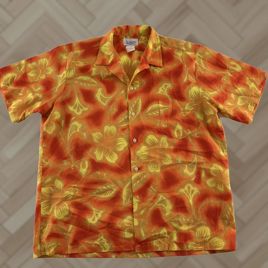 ALOHAS VTG Seawind Aloha Button-Up Shirt Men's L/XL Orange Short Sleeve Floral Size US L / EU 52-54 / 3 - 1 Thumbnail