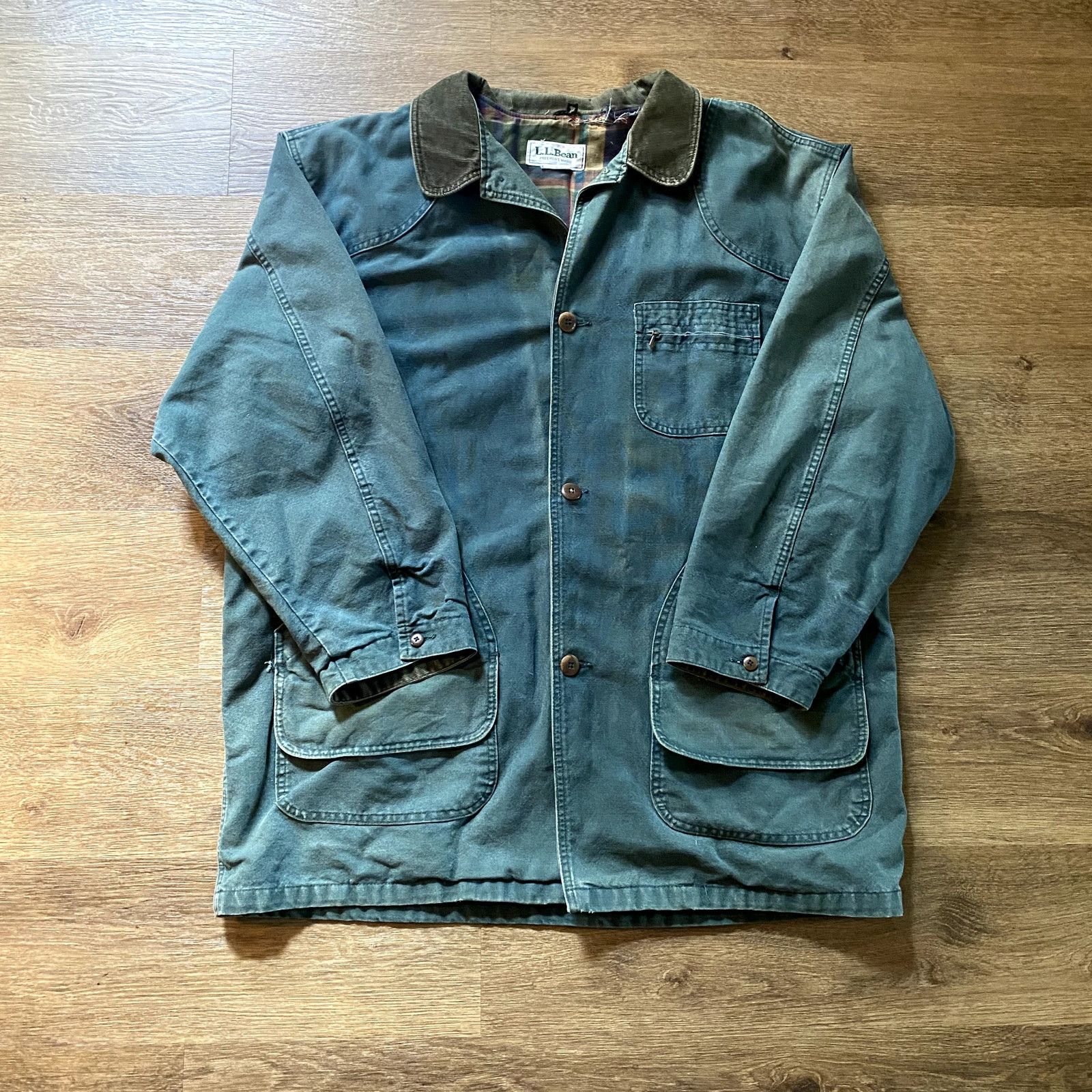 L.L. Bean 90s Faded L.L. Bean Chore Coat, Flannel Flined Size US XL / EU 56 / 4 - 1 Thumbnail