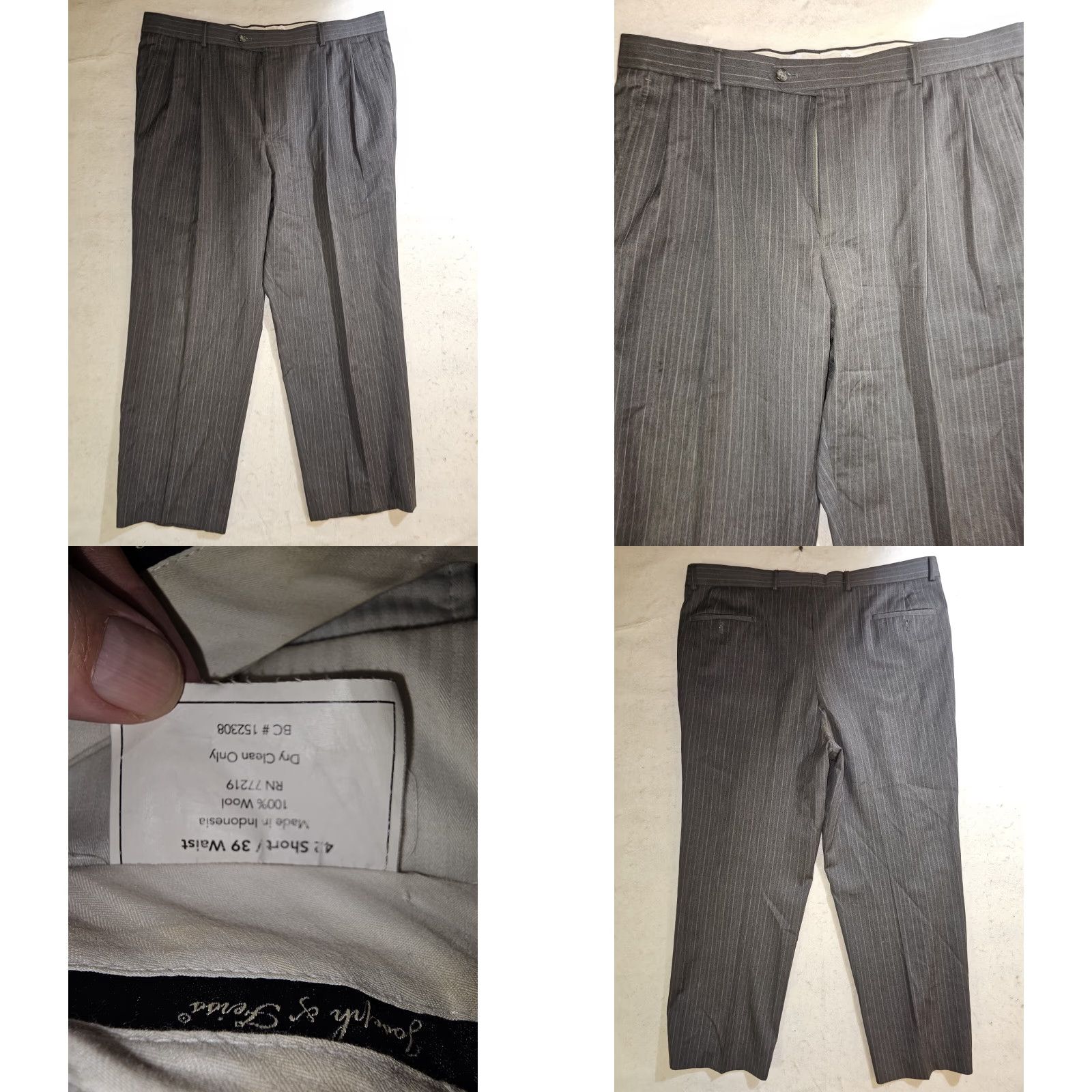 Joseph Joseph & Feiss Signature Pin Striped 100% Wool 2PC. Suit Mens Sz 42 Short 39x30 Charcoal Gray Size US 42 / EU 58 - 9 Thumbnail