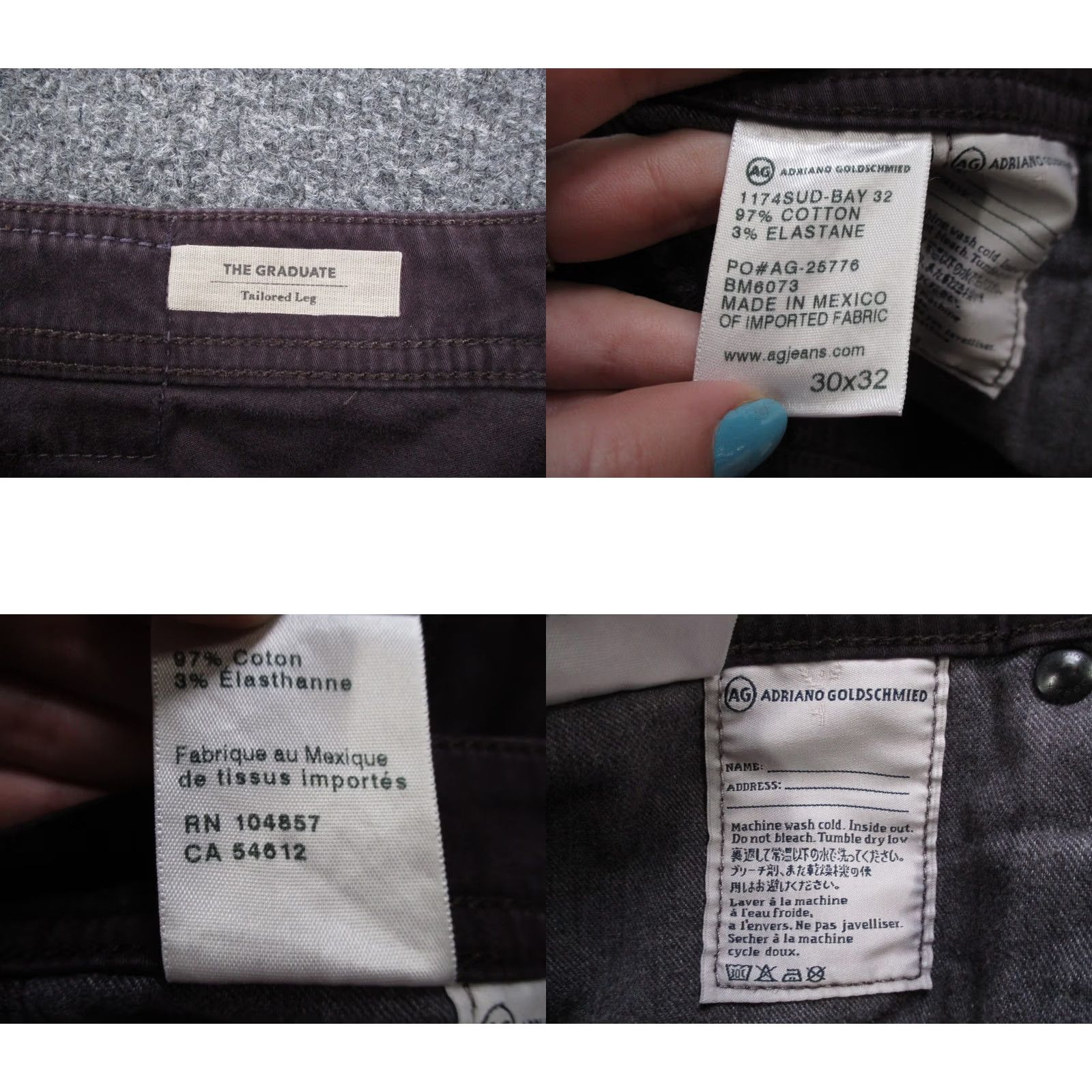 Vintage AG Adriano Goldschmied Jeans Mens 30 X 32 Purple Knit 5-Pocket Straight Vintage No Size US 30 / EU 46 - 8 Thumbnail