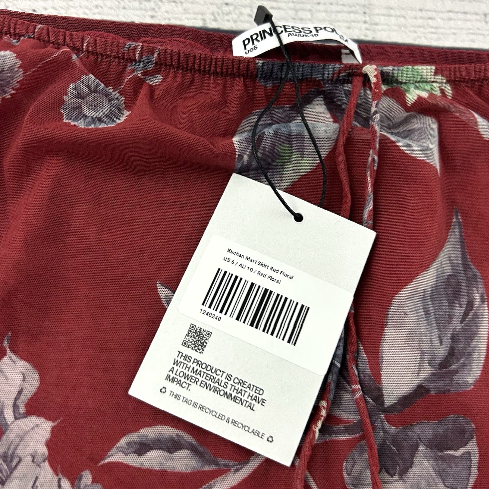 PRINCESS POLLY Princess Polly Skirt Maxi Red Floral Women 6 Low Impact Buchan Long new Size 28" / US 6 / IT 42 - 4 Thumbnail