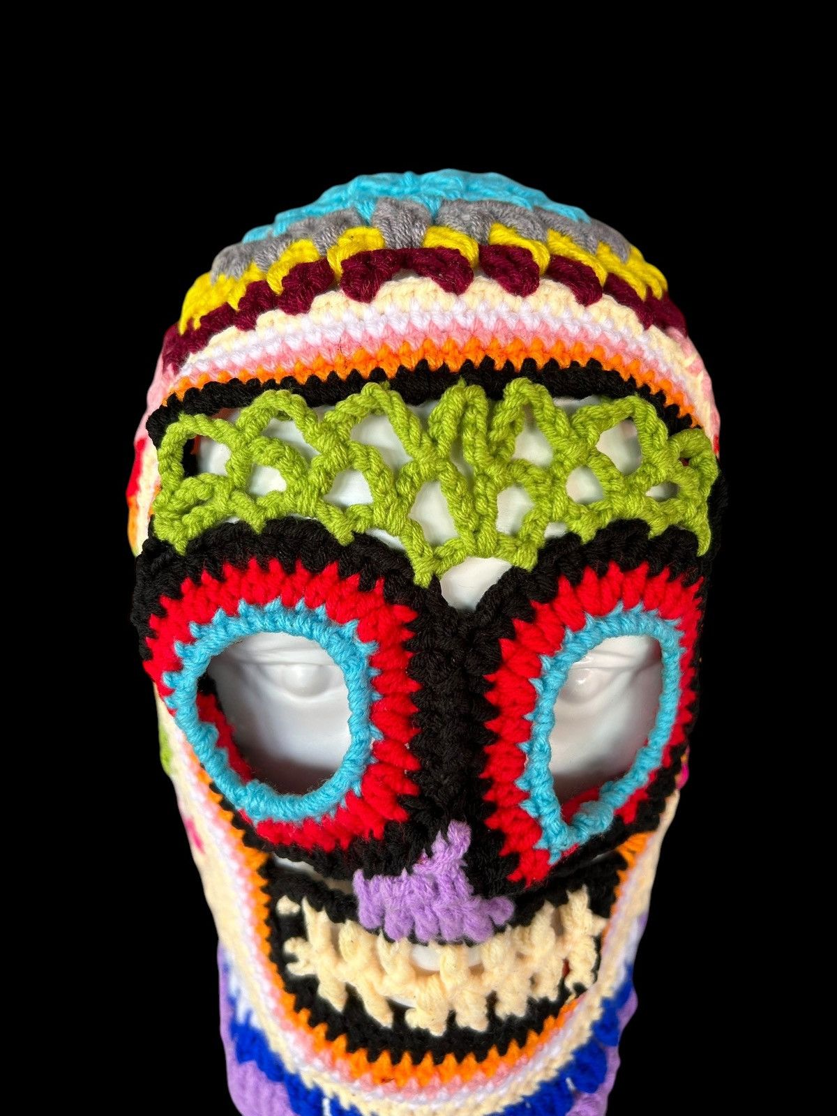 Japanese Brand × Vintage Very Rare Crochet Knitted Handmade Balaclava Masked ☠️☠️ Size ONE SIZE - 11 Thumbnail