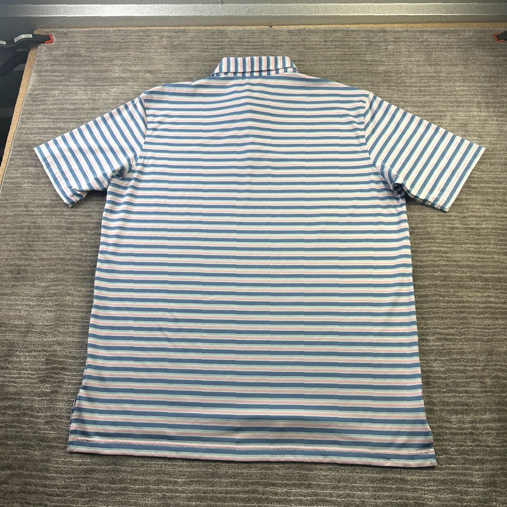 Peter Millar Peter Millar Polo Shirt Mens XL Blue Striped Short Sleeve Collared Button Polo Summer Comfort Golf Casual Size US XL / EU 56 / 4 - 2 Thumbnail