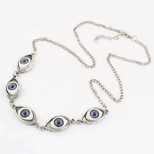 VIBE Eye Ball Chain Silver Necklace Punk Art Trippy Evil Size ONE SIZE - 1 Thumbnail