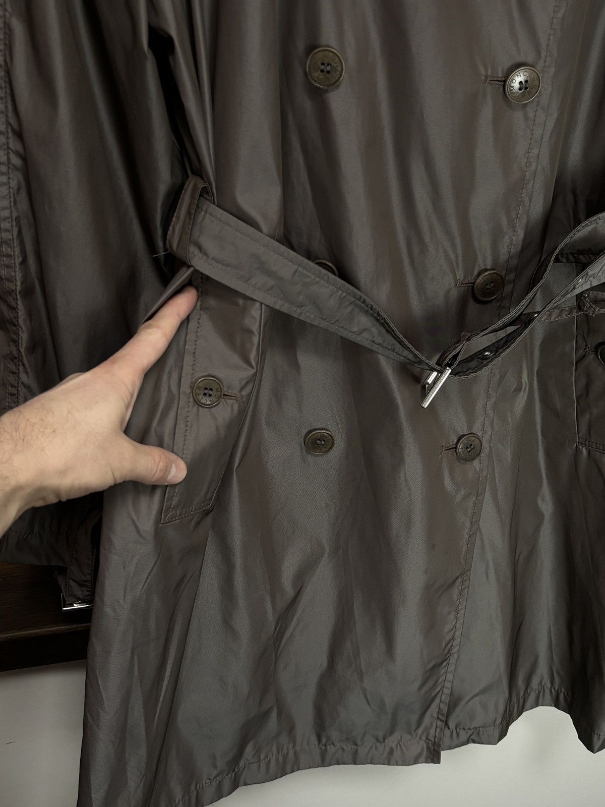 Moncler Vintage Moncler Double Breasted Belted Trench Coat Size L / US 10 / IT 46 - 7 Thumbnail