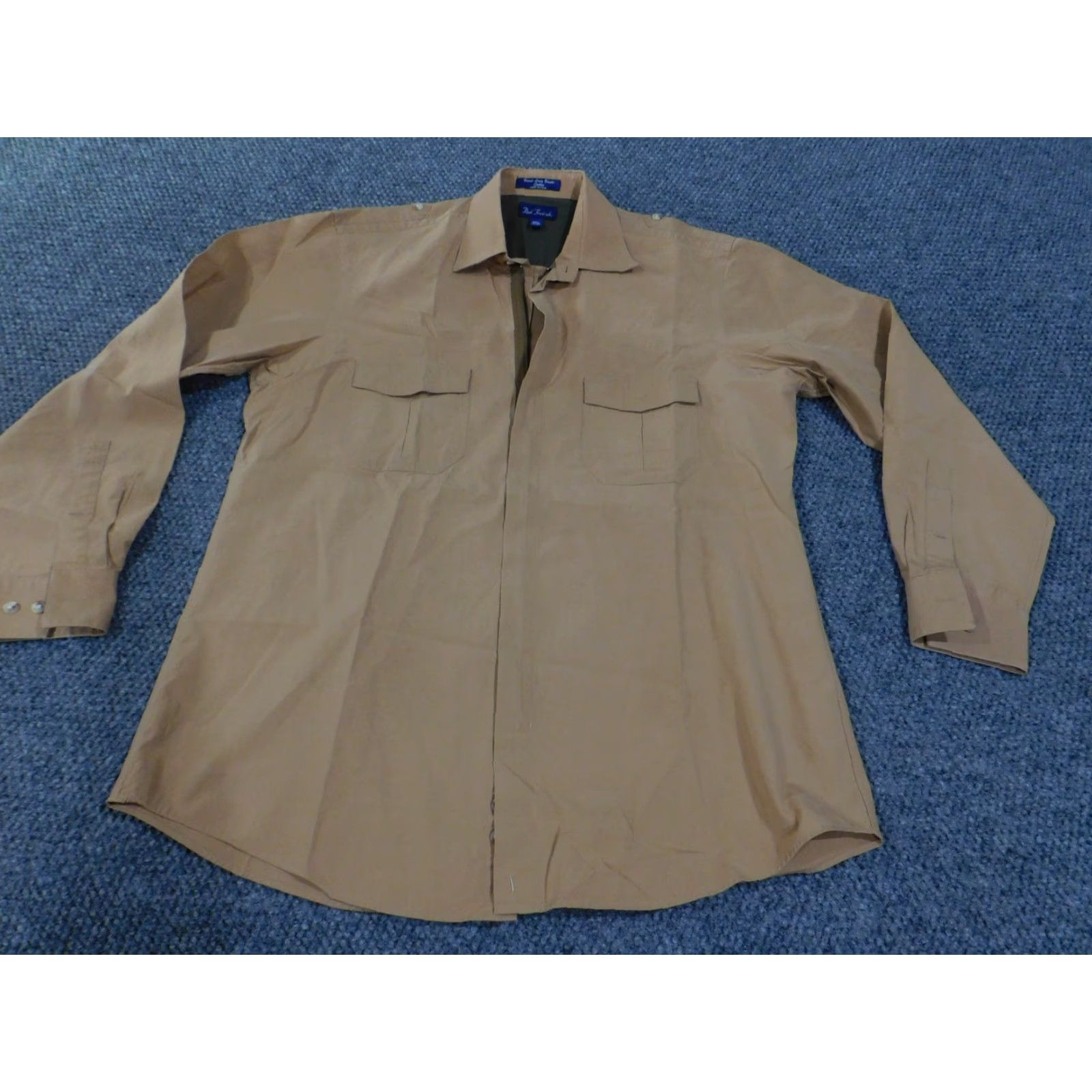 Vintage Paul Fredrick Shirt Mens Medium Button Up Long Sleeve Workwear Pockets Cotton Brown Full Zip Utility Pockets Epaulet Size US M / EU 48-50 / 2 - 4 Thumbnail
