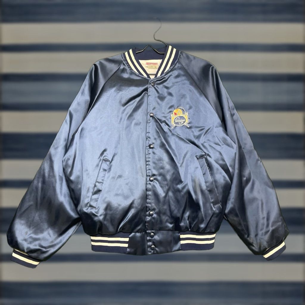 Vintage Vintage Wear Guard Jacket Mens Large Blue Satin 90s Varsity Full Zip USA Made Time period: Winter Fall Spring? Size US L / EU 52-54 / 3 - 1 Thumbnail