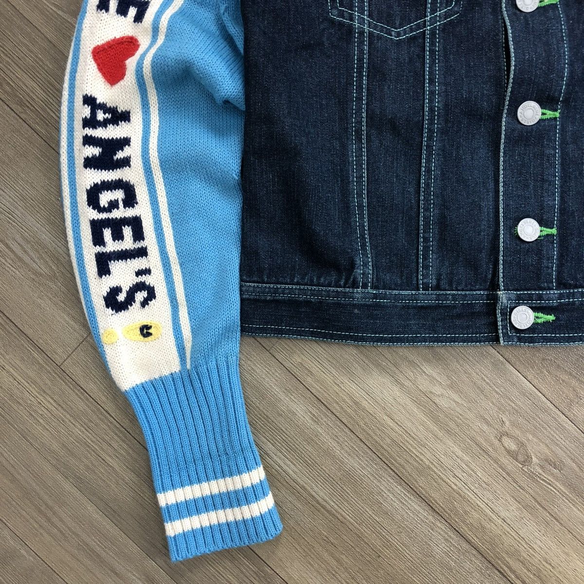 Angel Blue × Hysteric Glamour × Japanese Brand 2000s Angel Blue - Iconic Design Panda Knitted Denim Jacket Size US XXS / EU 40 - 20 Thumbnail