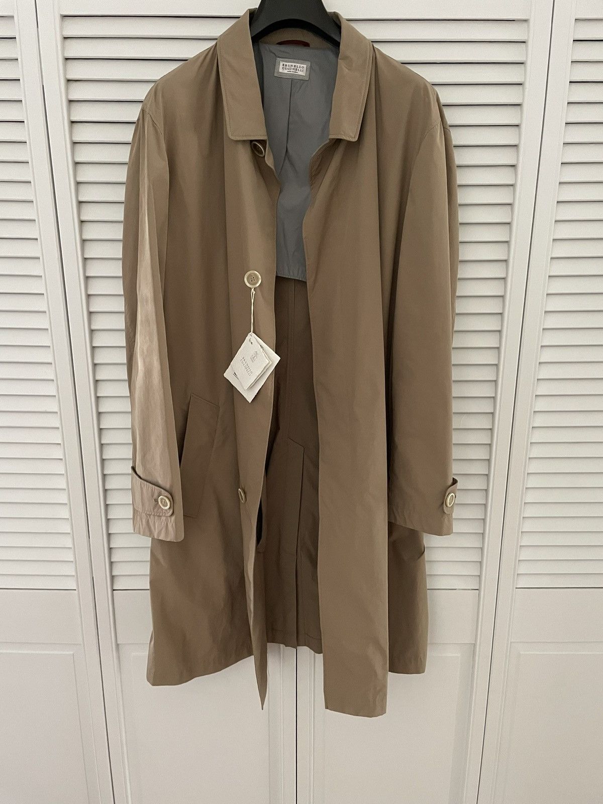 Brunello Cucinelli Camel Trench Coat Size US L / EU 52-54 / 3 - 5 Thumbnail