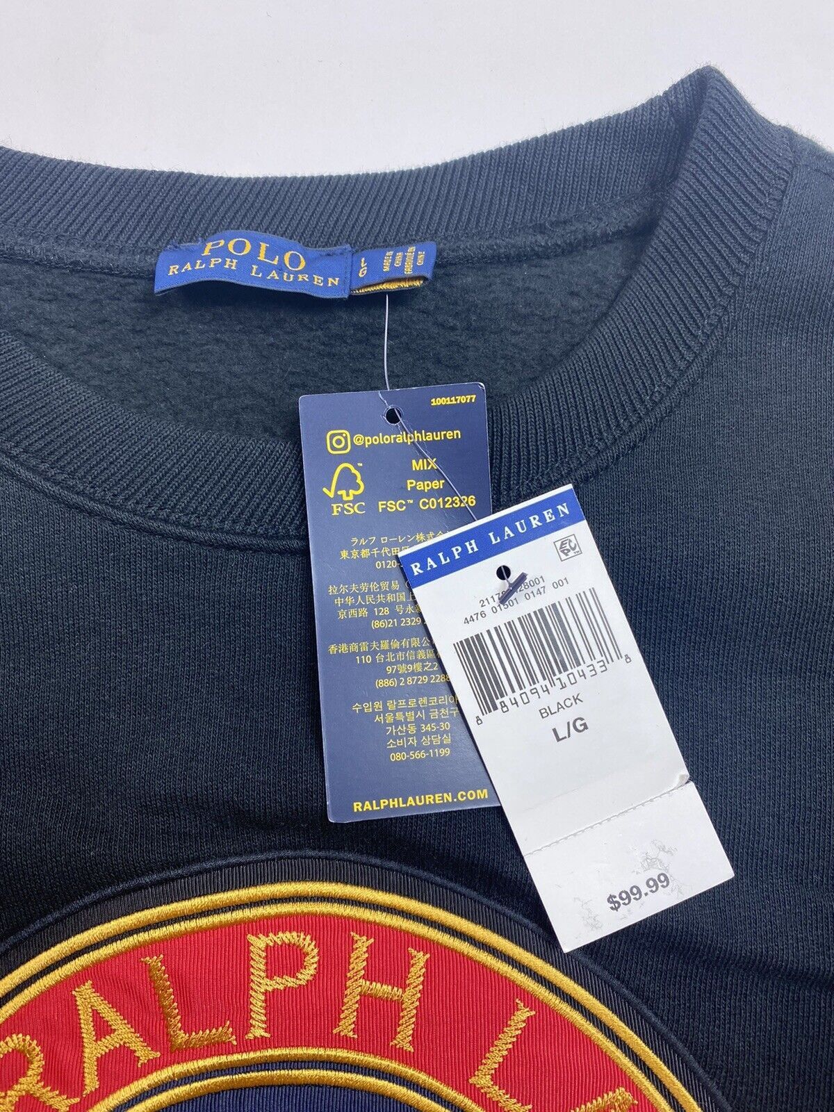 Nwt Polo Ralph Lauren Women Black Knit Sweatshirt