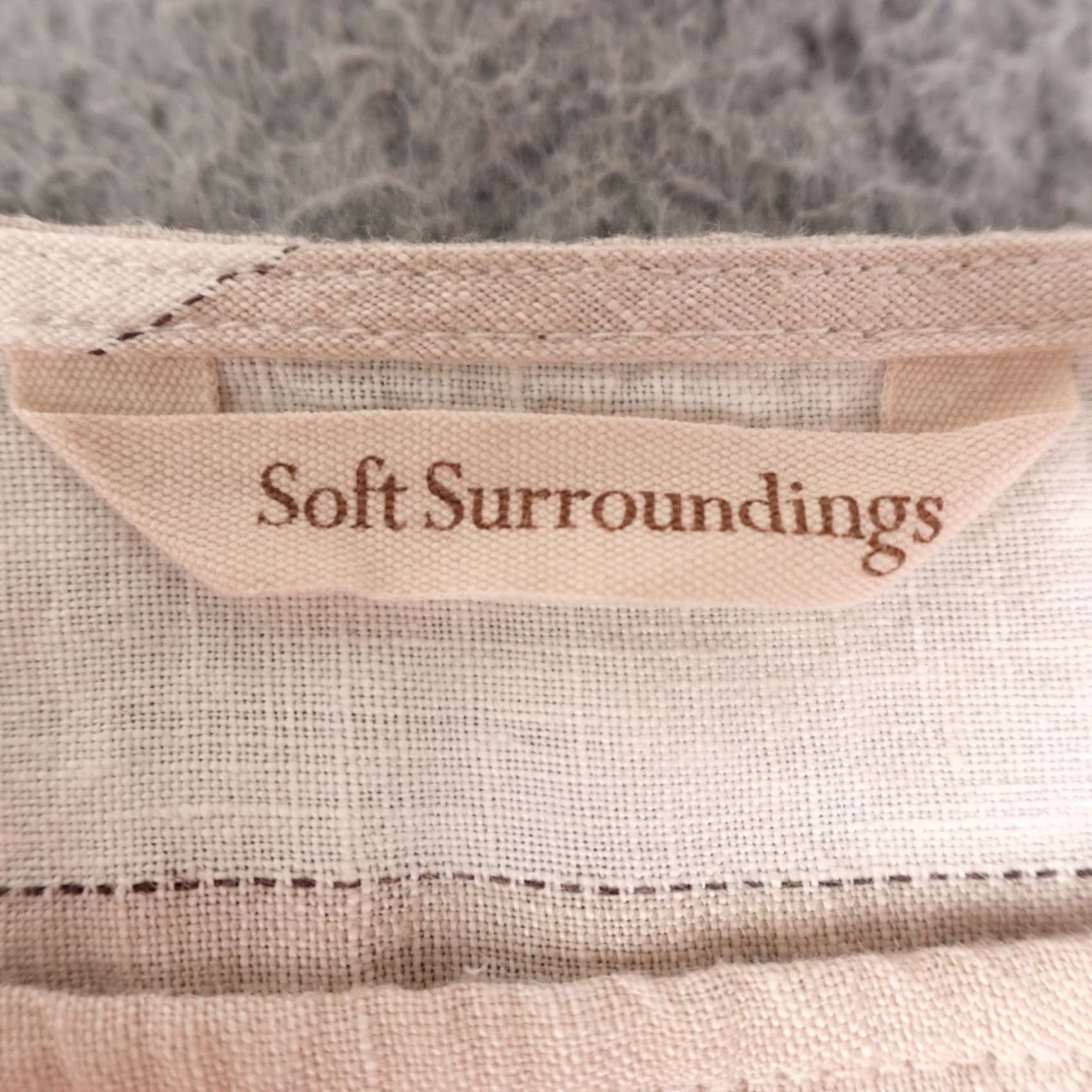 Soft Surroundings Soft Surroundings Shirt Womens Large White Striped 3/4 Sleeve Linen Blouse Size L / US 10 / IT 46 - 2 Thumbnail