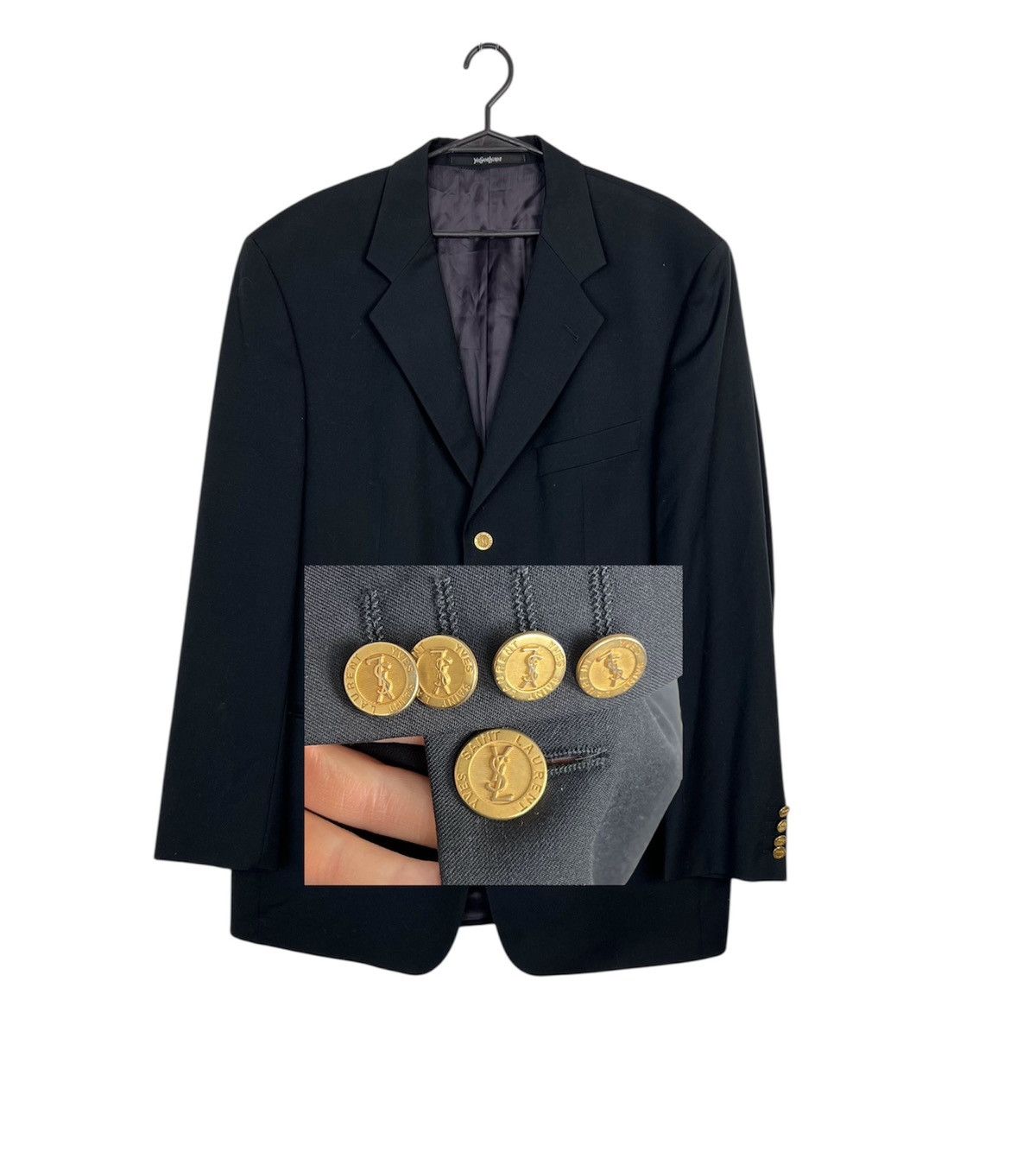 Blazer Yves Saint Laurent YSL Logo Buttons Pure New Wool