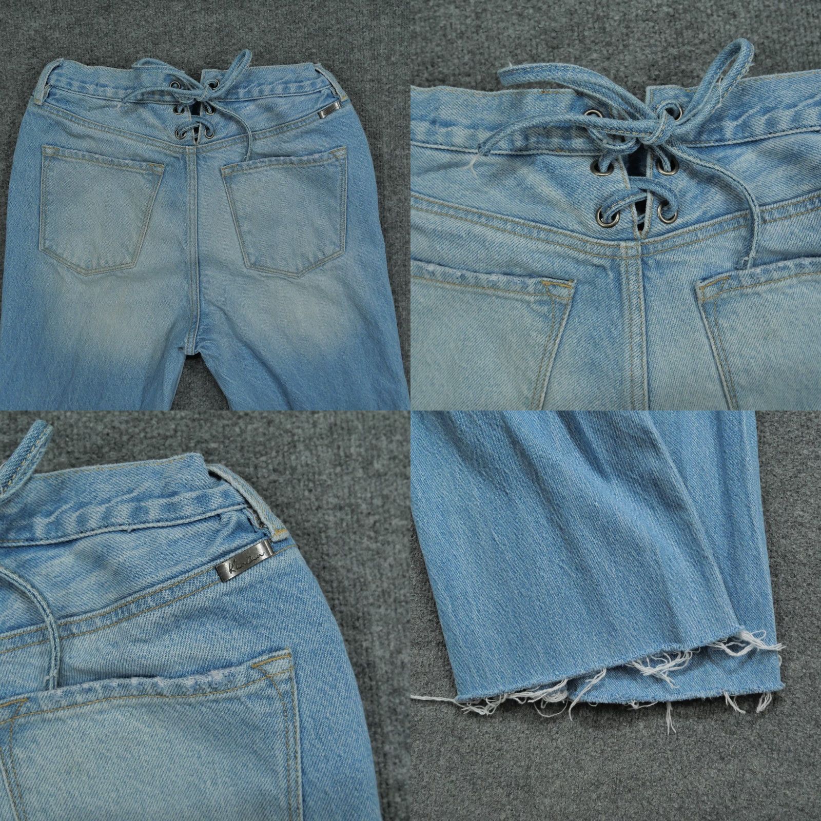 Vintage Kancan Jeans Womens 7 27 Blue Pants Wideleg Raw Hem Back Lace Up 28x28 Jeans Womens Size 28" / US 6 / IT 42 - 9 Thumbnail
