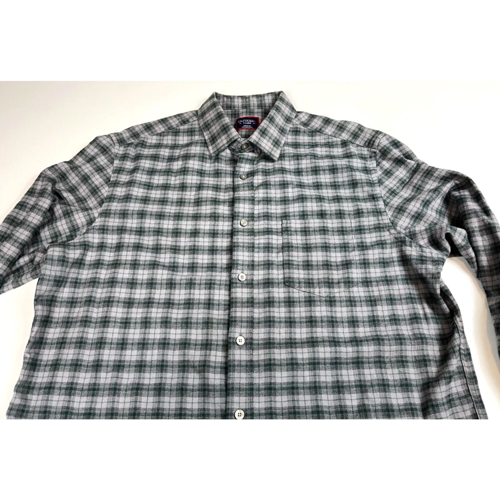 UNTUCKit UNTUCKit Men’s Parducci Button-Up Shirt Plaid XL Gray Cotton Flannel Long Sleeve Casual Classic Preppy Mens Size US XL / EU 56 / 4 - 5 Thumbnail