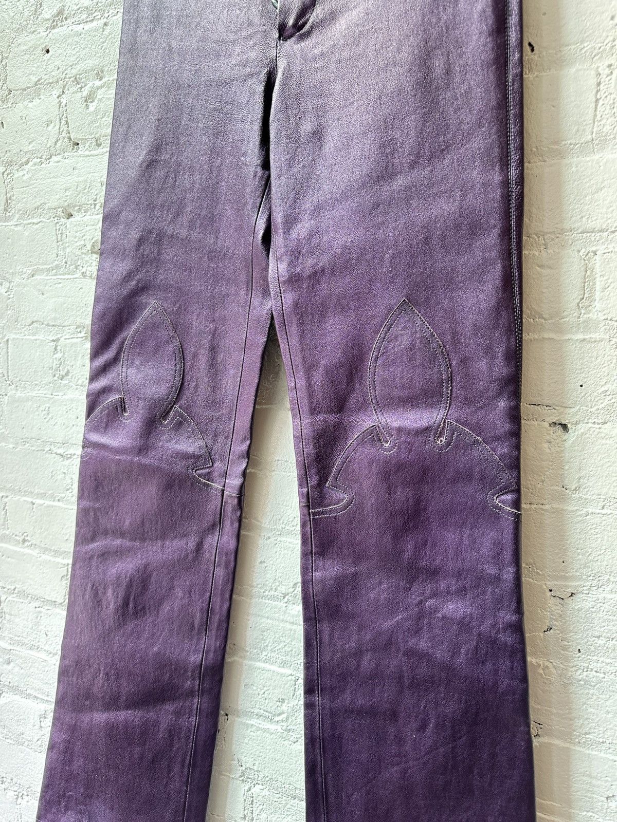 Chrome Hearts CHROME HEARTS PURPLE FLUR LEATHER PANTS Size 25" / US 0 / IT 36 - 2 Thumbnail
