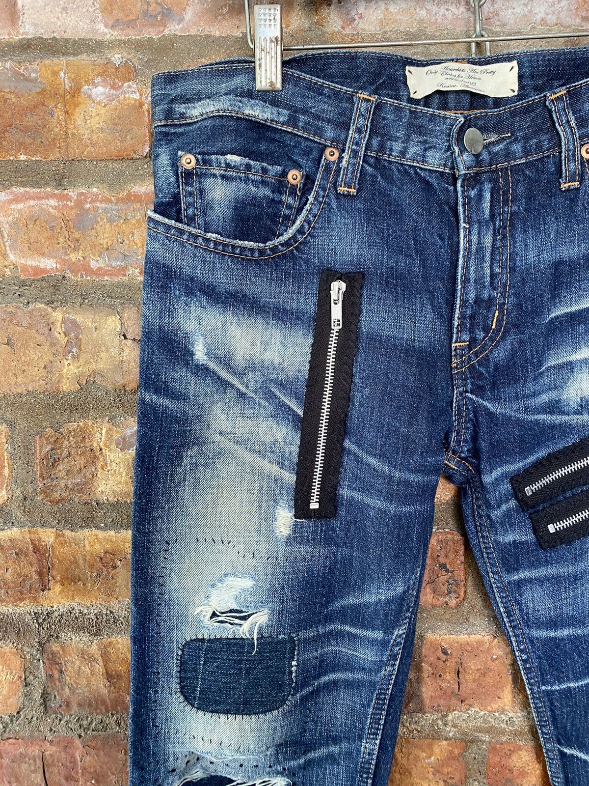 Hysteric Glamour Y2k RNA DNA punk multizipper distresses and repair denim Size US 31 - 7 Thumbnail