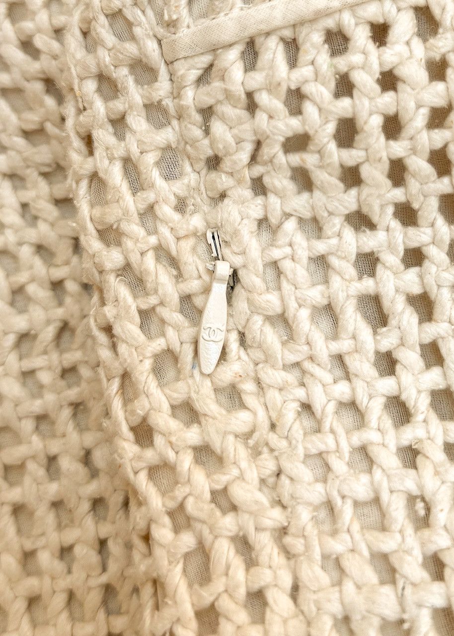 Chanel Chanel SS13 Ivory Open Knit Double Breasted Silk Dress Size S / US 4 / IT 40 - 9 Thumbnail
