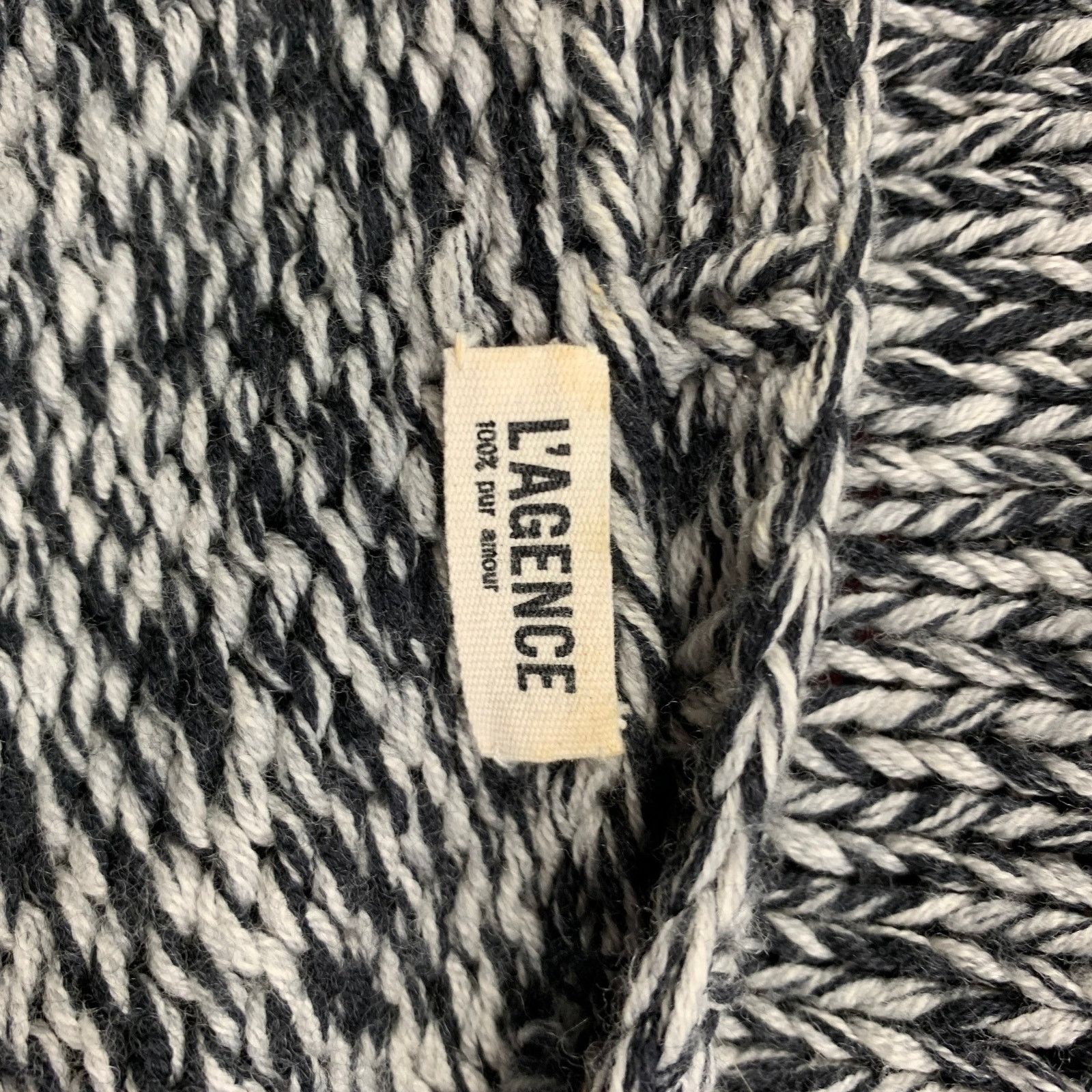 L'AGENCE M Navy & Grey Knitted Merino Wool Oversized Cardigan Size M / US 6-8 / IT 42-44 - 6 Thumbnail
