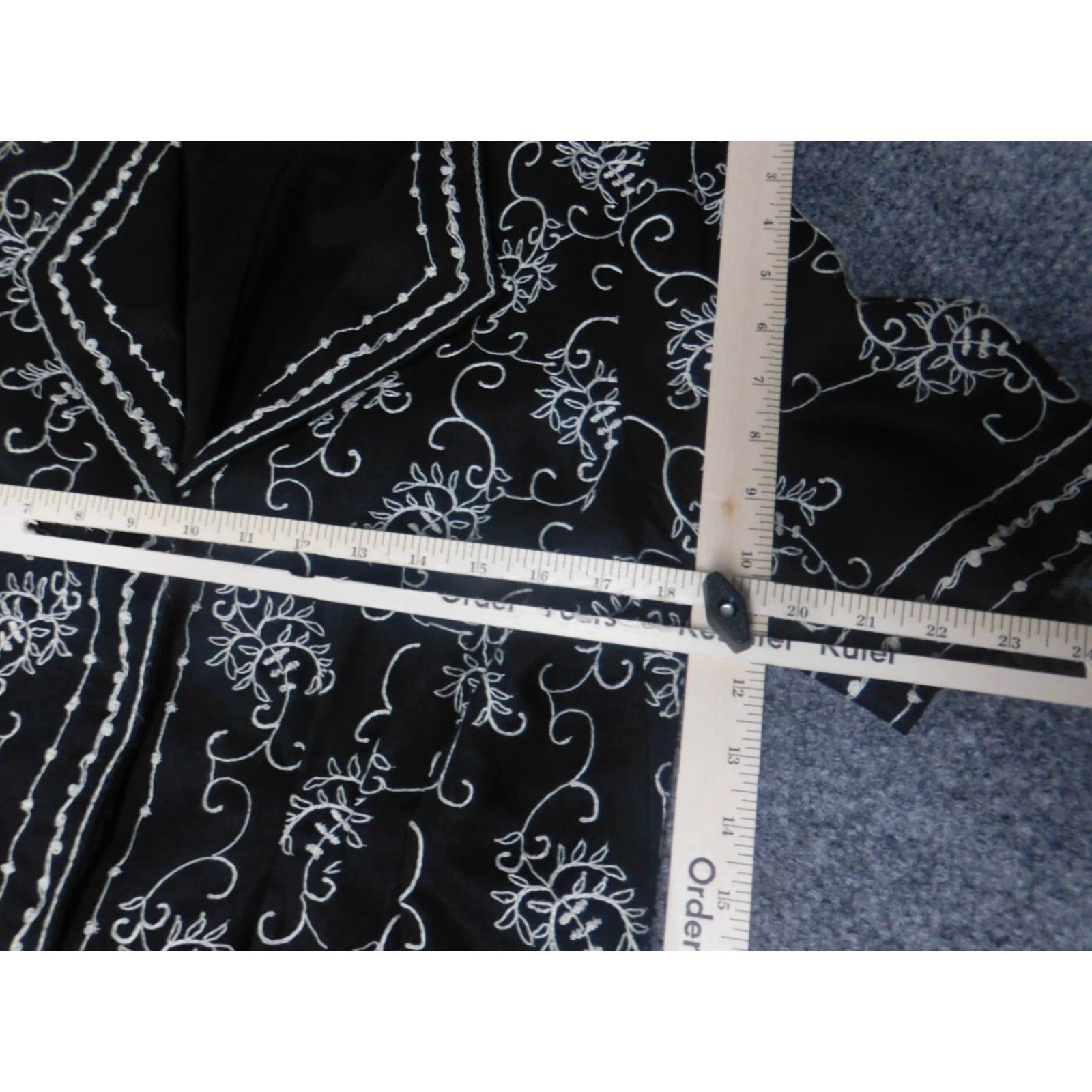 Vintage Rafaella Womens Jacket 14 Black Floral Knit Linen Snap Embroidered Collared Casual Mid-Length Autumn Fall 14 Womens Regular Girls Mens Size XL / US 12-14 / IT 48-50 - 7 Thumbnail