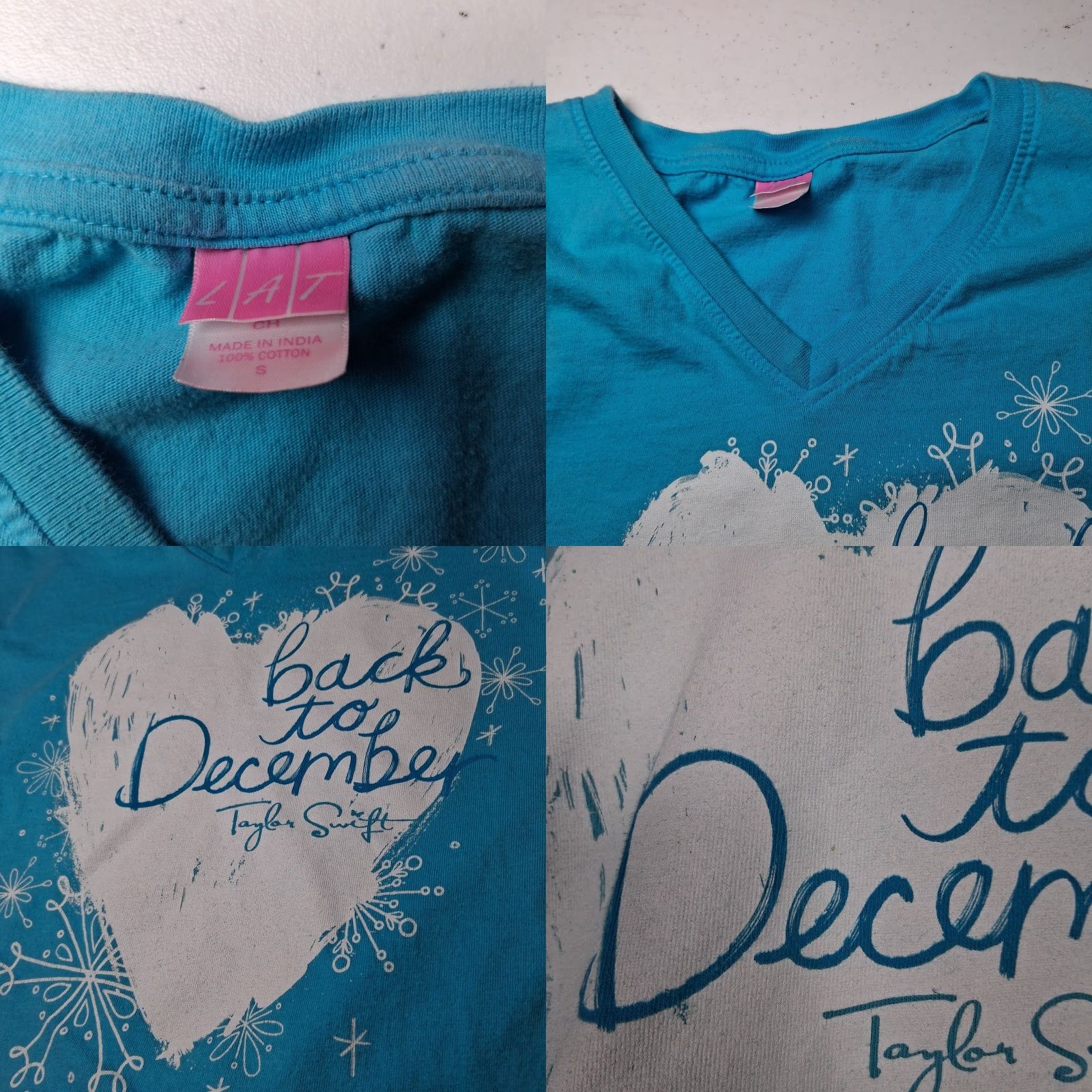 Vintage Taylor Swift Shirt Women Small Back To December Blue V-Neck Heart Graphic READ T-Shirt Casual Womens Size S / US 4 / IT 40 - 8 Thumbnail