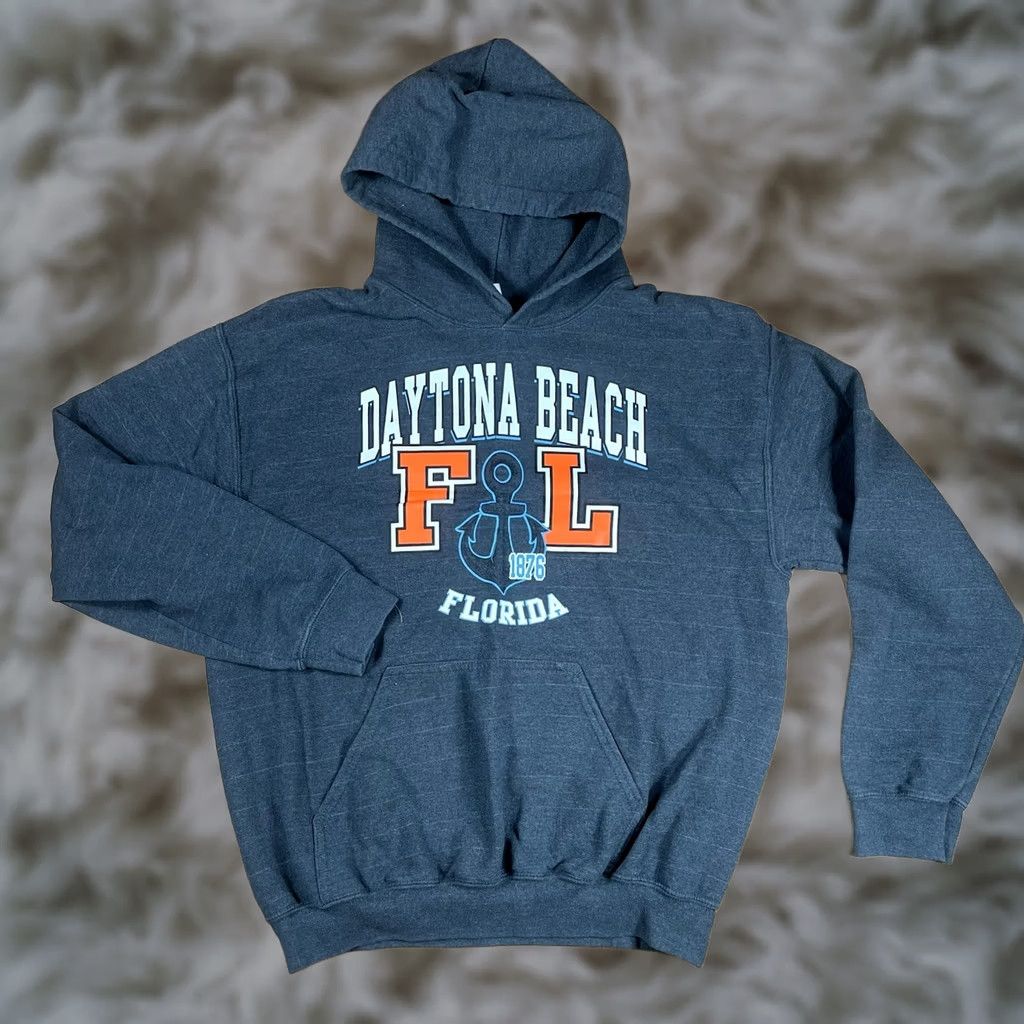 Gildan Gildan Daytona Beach FL Long Sleeve Sweatshirt Hoodie Shirt Mens M Gray Size US M / EU 48-50 / 2 - 1 Thumbnail