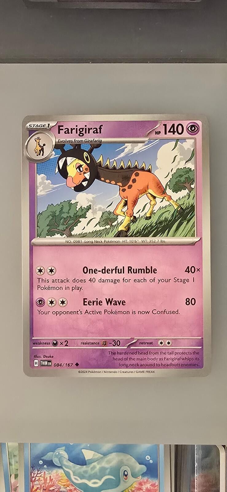 Pokemon Farigiraf Pokémon card from Twilight Masquerade Size ONE SIZE - 1 Thumbnail