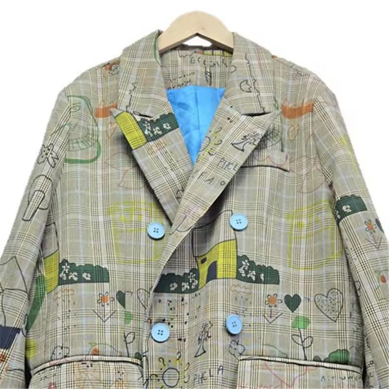 Other Designer Plaid Loose Frayed Vintage Style Jacket Blazer Size M / US 6-8 / IT 42-44 - 3 Thumbnail