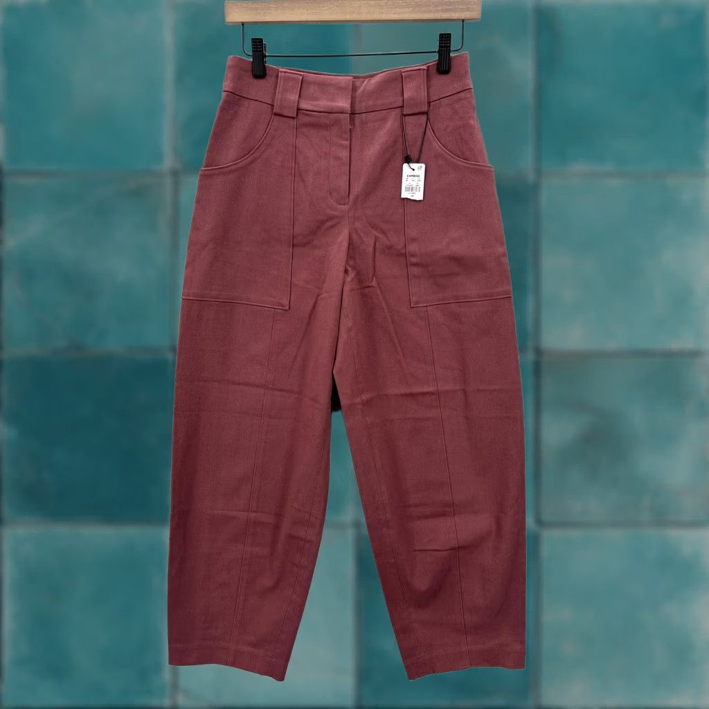 Express Express Pants Womens 2 Pink High Rise Utility Wide Crop Cotton Twill Barrell Leg Size 26" / US 2 / IT 38 - 1 Thumbnail