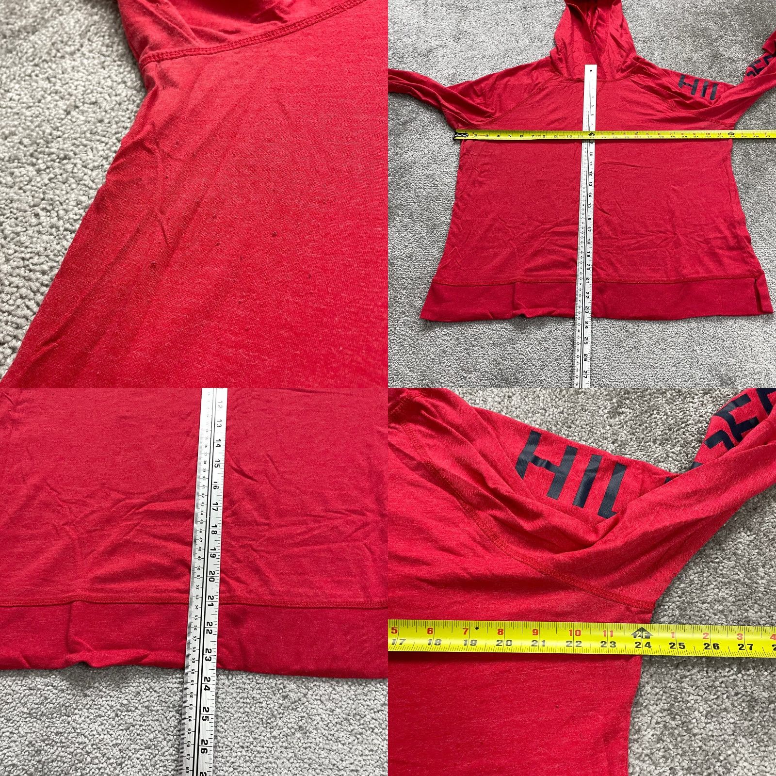 Tommy Hilfiger Womens Tommy Hilfiger Hoodie Sweatshirt 1X Red Pullover Hooded Lightweight Logo Knit Classic Jersey Size XL / US 12-14 / IT 48-50 - 8 Thumbnail
