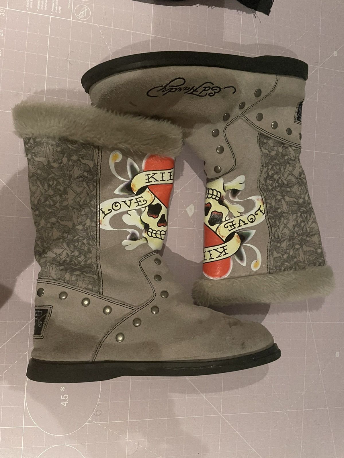 Christian Audigier Ed hardy Fur Boots Size US 8.5 / EU 41-42 - 3 Thumbnail