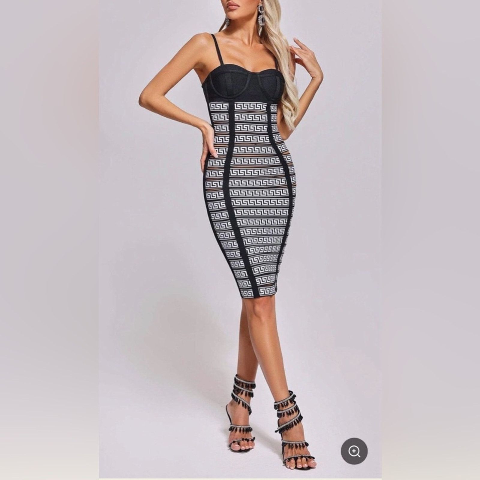 Other Elegant Black and White Geometric Bodycon Glam Dress size S Size S / US 4 / IT 40 - 3 Thumbnail