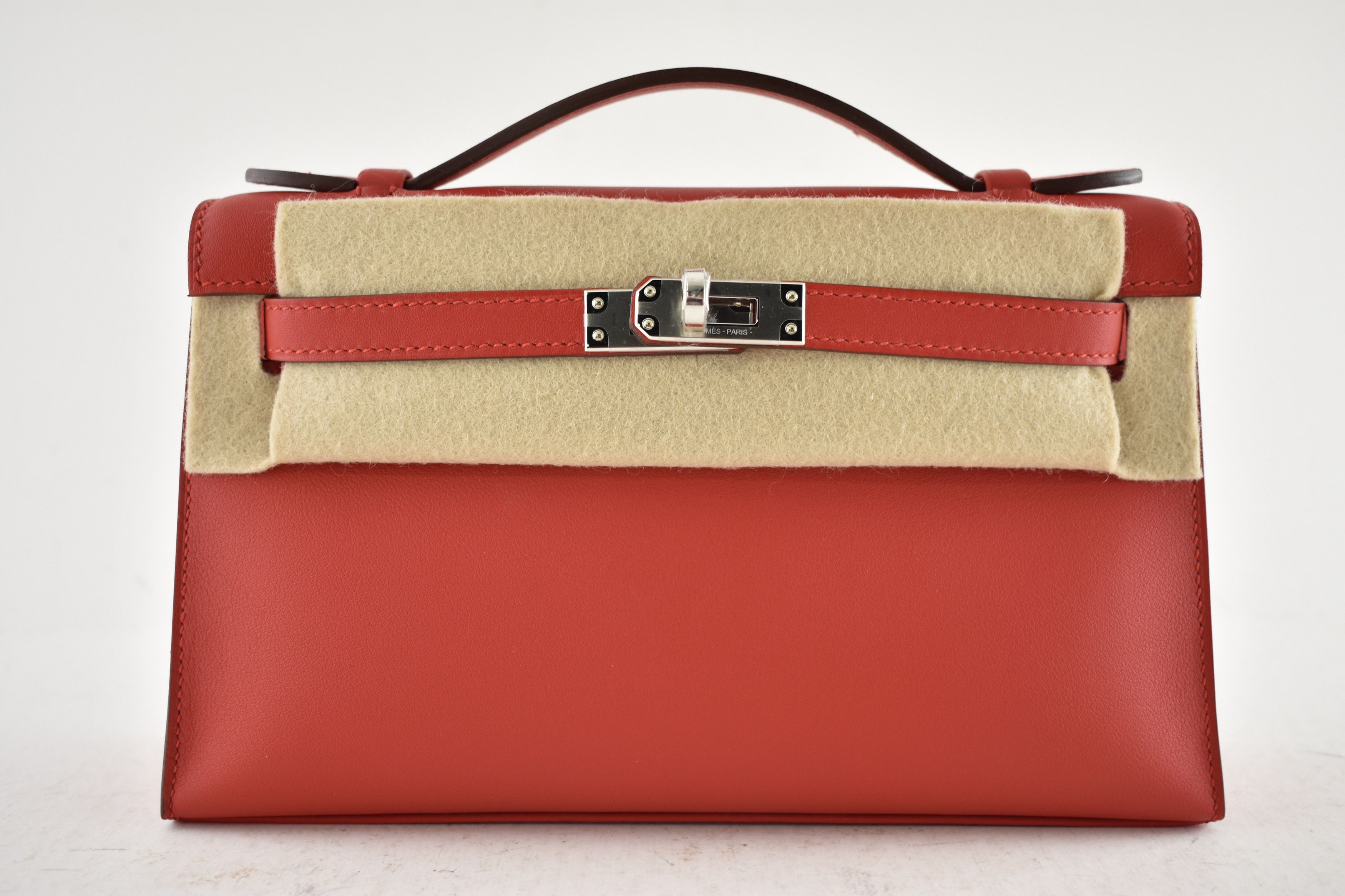 Hermes Kelly Pochette Mini Kelly Rouge Radieux Clutch Bag