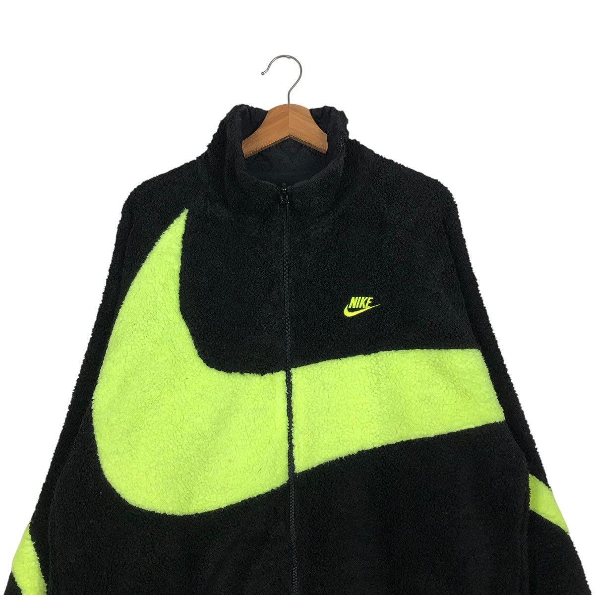 Nike 🔥VINTAGE FLEECE BOMBER JACKET NIKE BIG SWOOSH LOGO Size US XXL / EU 58 / 5 - 5 Thumbnail