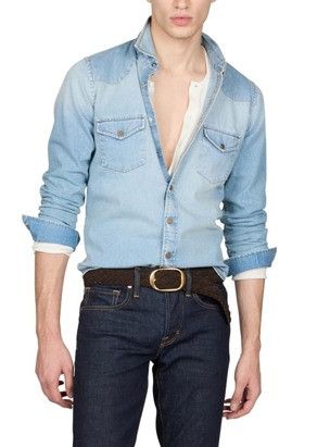 Tom Ford o1loc1c0724 94GLAB Denim Shirt in Light Blue Size US S / EU 44-46 / 1 - 1 Preview