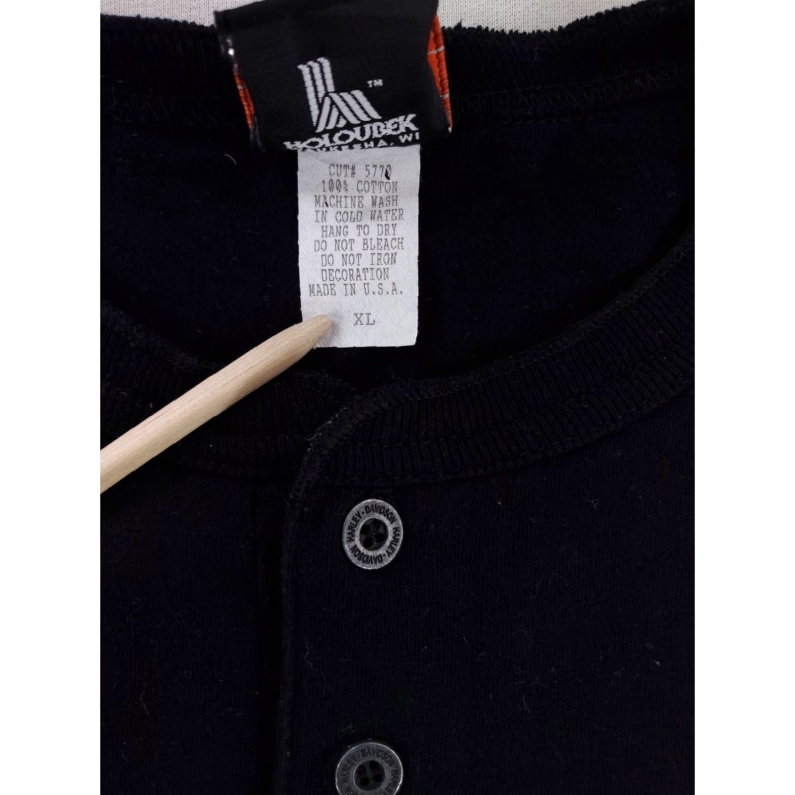 Harley Davidson VINTAGE Harley-Davidson VTG Henley Long Sleeve T Shirt Made USA Mens XL Black USA Mens XL Shirt Size US XL / EU 56 / 4 - 3 Thumbnail