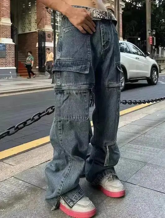 Japanese Brand Y2k Baggy Cargo Pants Denim Baggy Jeans Trousers Size US 30 / EU 46 - 1 Thumbnail