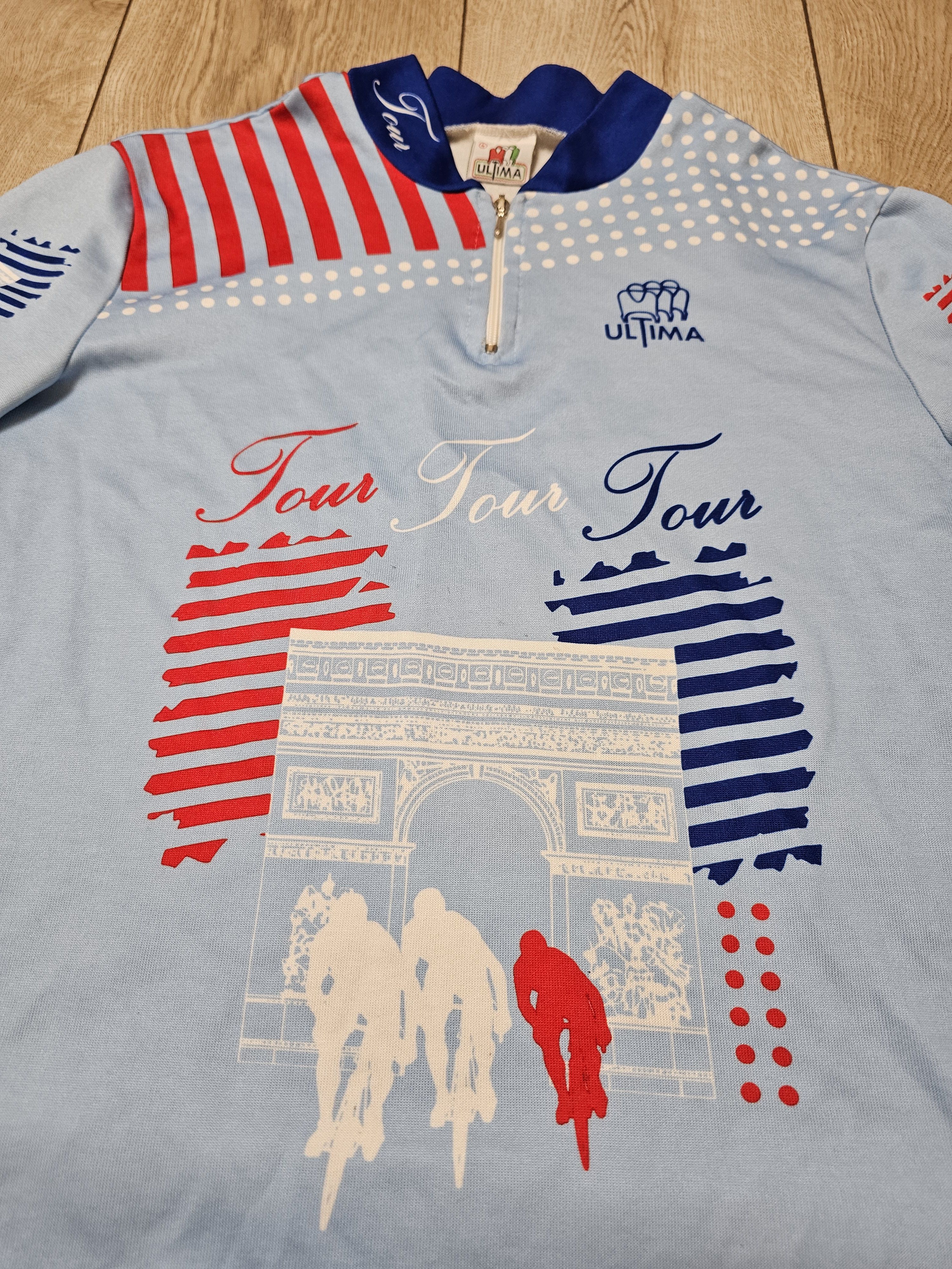 Vintage ULTIMA VINTAGE CYCLING JERSEY 90s TOUR DE FRANCE BLEU Size US M / EU 48-50 / 2 - 3 Thumbnail
