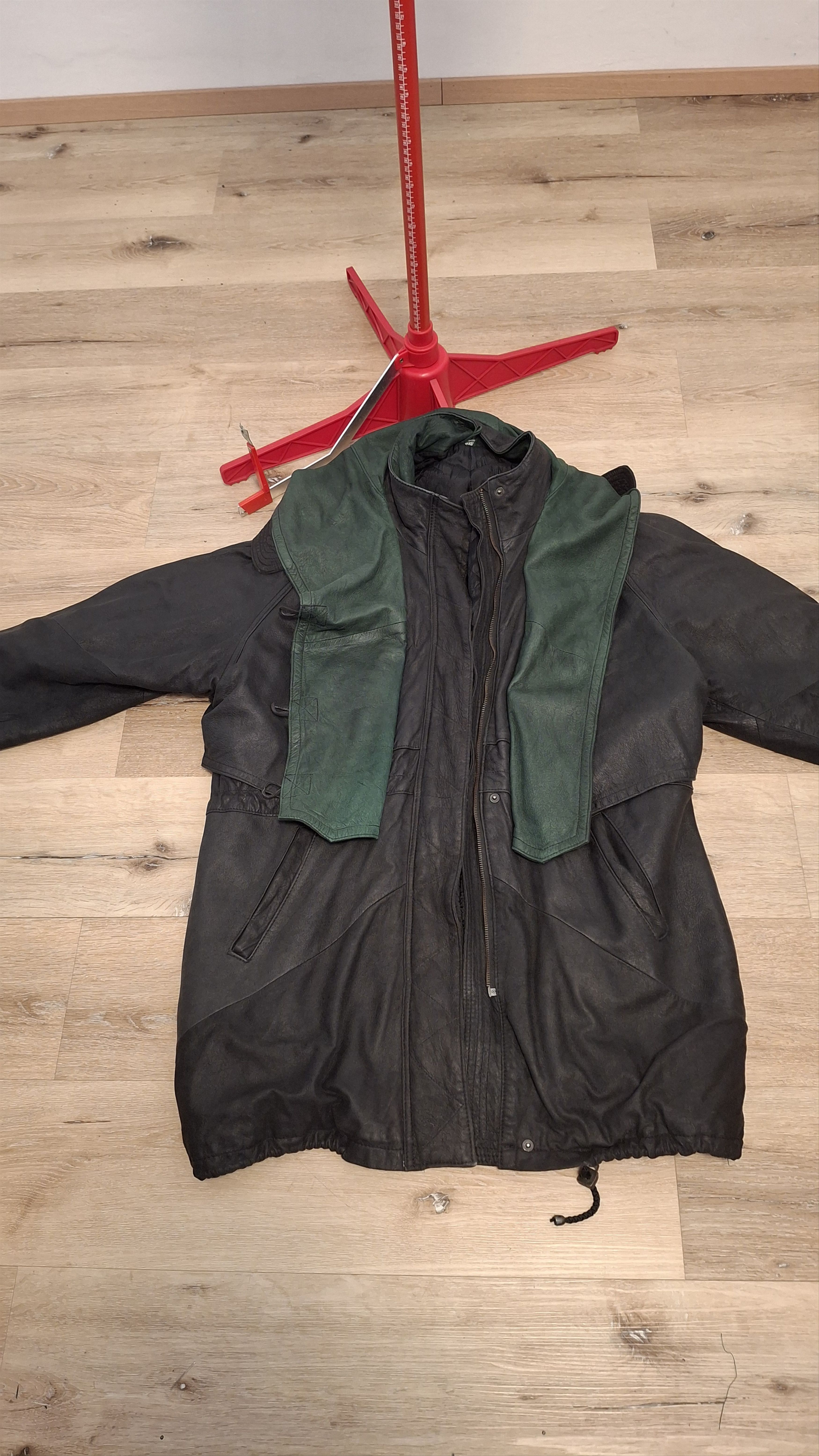 Vintage Vintage 80s Oversized Hooded Leather Parka Graphite/Green Size M / US 6-8 / IT 42-44 - 18 Thumbnail