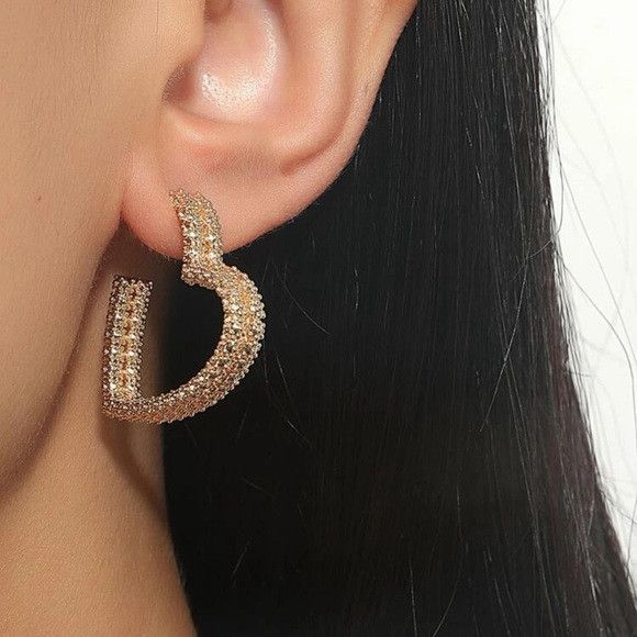 Other Women Stainless Steel Heart Shape Earrings Size ONE SIZE - 2 Thumbnail