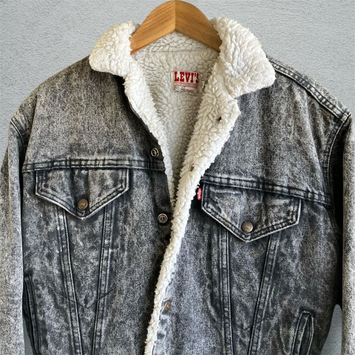 Levi's Vintage 80s Levi’s Sherpa Lined Denim Jacket Jean BLK Wash Size US M / EU 48-50 / 2 - 3 Thumbnail