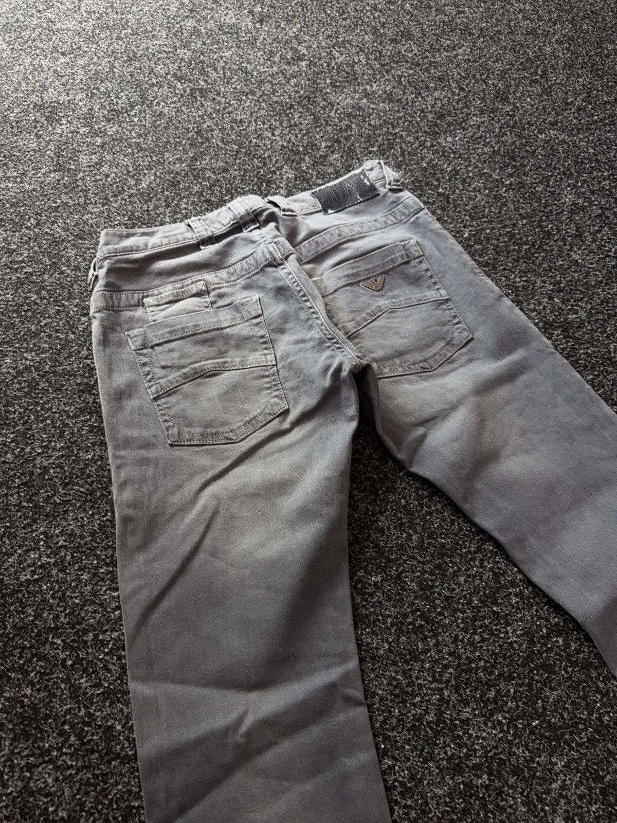 Armani 00s Armani Jeans AJ Distressed Faded Grey Slim Y2K Denim Size 28" / US 6 / IT 42 - 20 Thumbnail