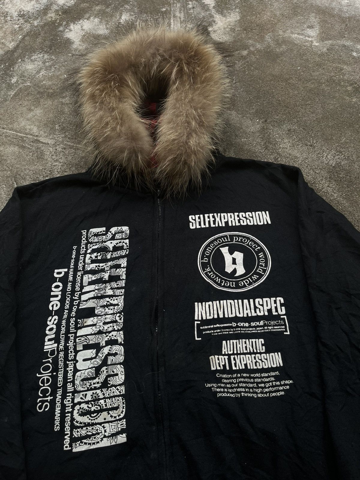 Japanese Brand B-ONE SOUL CRAZY POEM FUR HOODIE IFSIXWASNINE LGB STYLE Size US L / EU 52-54 / 3 - 5 Thumbnail